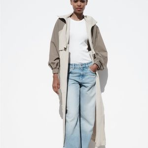 Zara Two-Tone Trench Coat in Beige and Taupe
